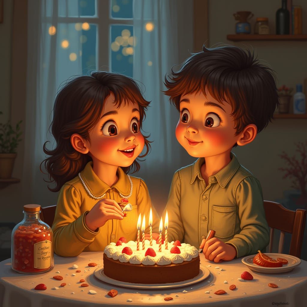 Father and Son Celebrating Father's 49th Birthday in a Warm ...