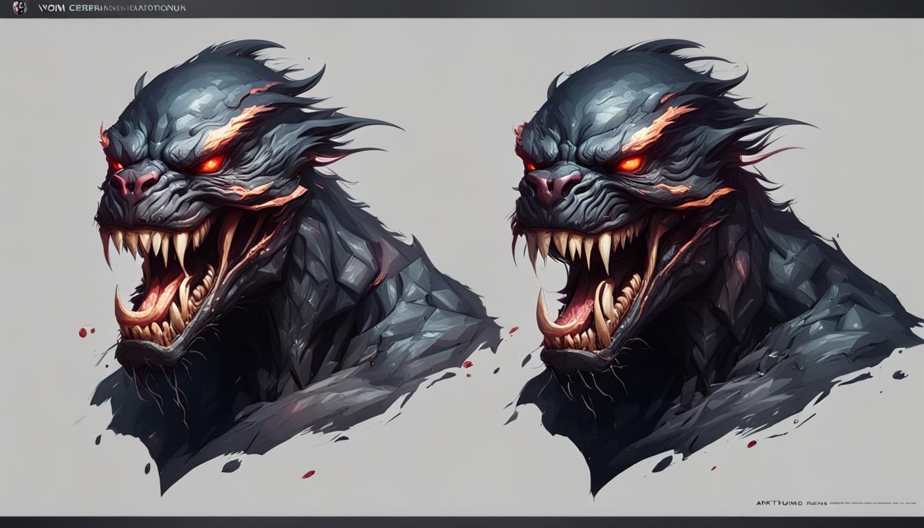 Venom Cerberus Portrait in Hyperdetailed Style
