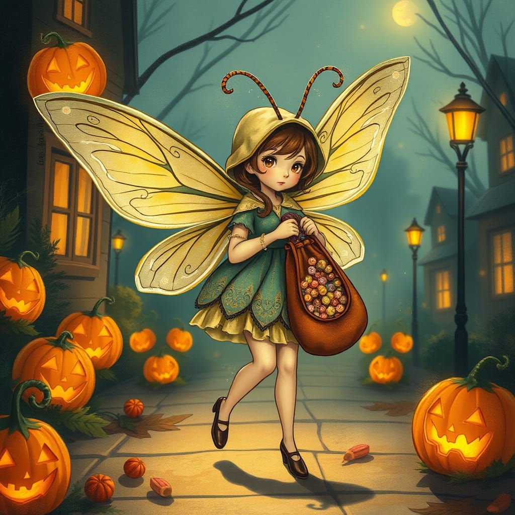 Ethereal Fairy Struggles With Overloaded Candy Bag
