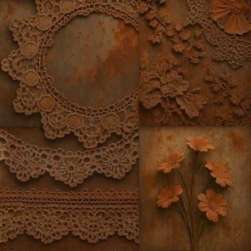 Collage of Lace, Rust, and Echoes