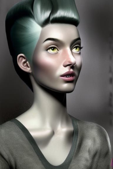 Vibrant Grey Pompadour Portrait in Maximalist Style