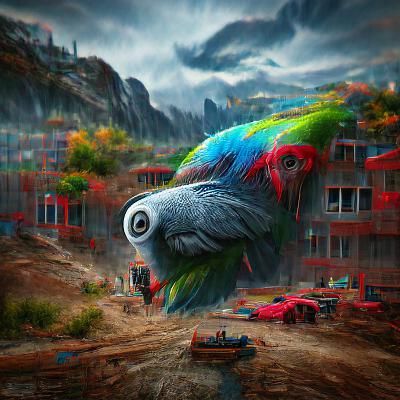 Vibrant Peekaboo Parrot Matte Painting