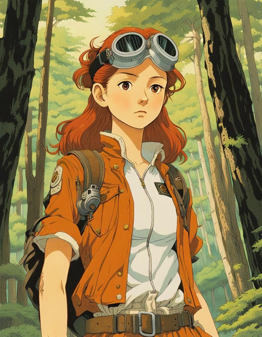 Anime Cel of Steampunk Mechanic in Ghibli Style