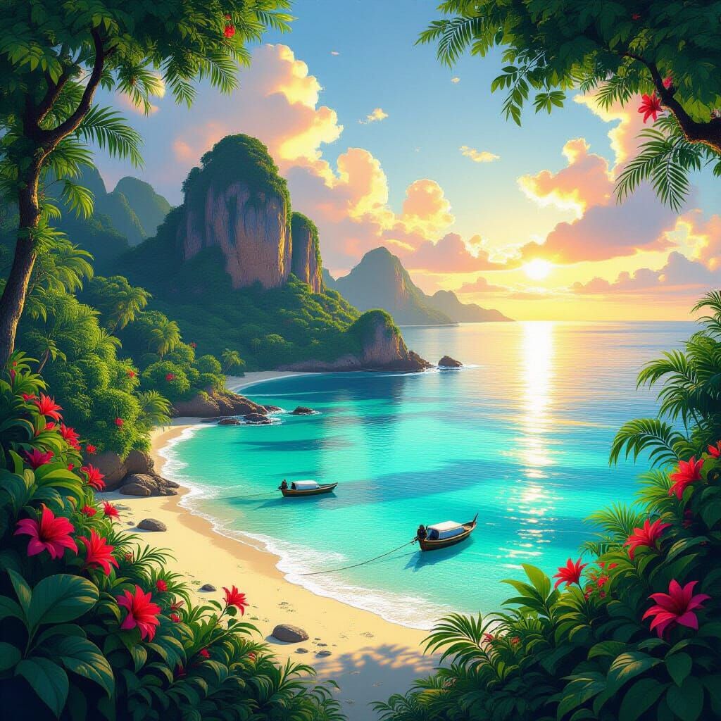 Ethereal Island Paradise at Dawn