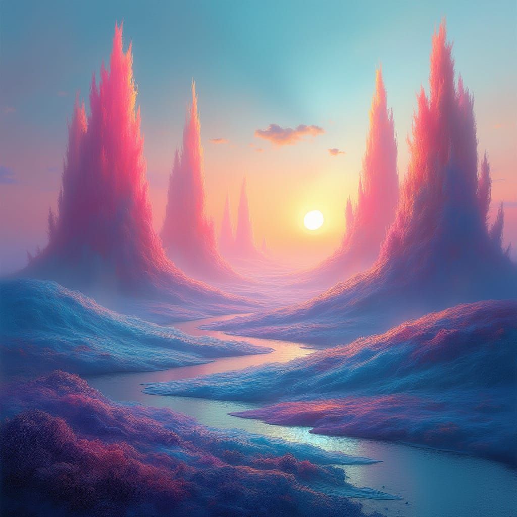 Surrealist Dreamscape in Vibrant Colors