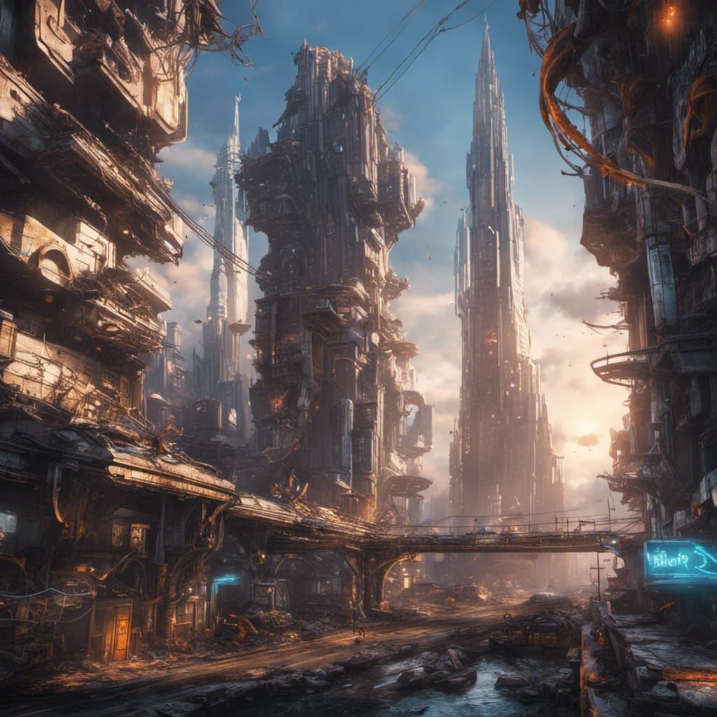 Futuristic Cityscape Concept Art in Detailed Matte Painting