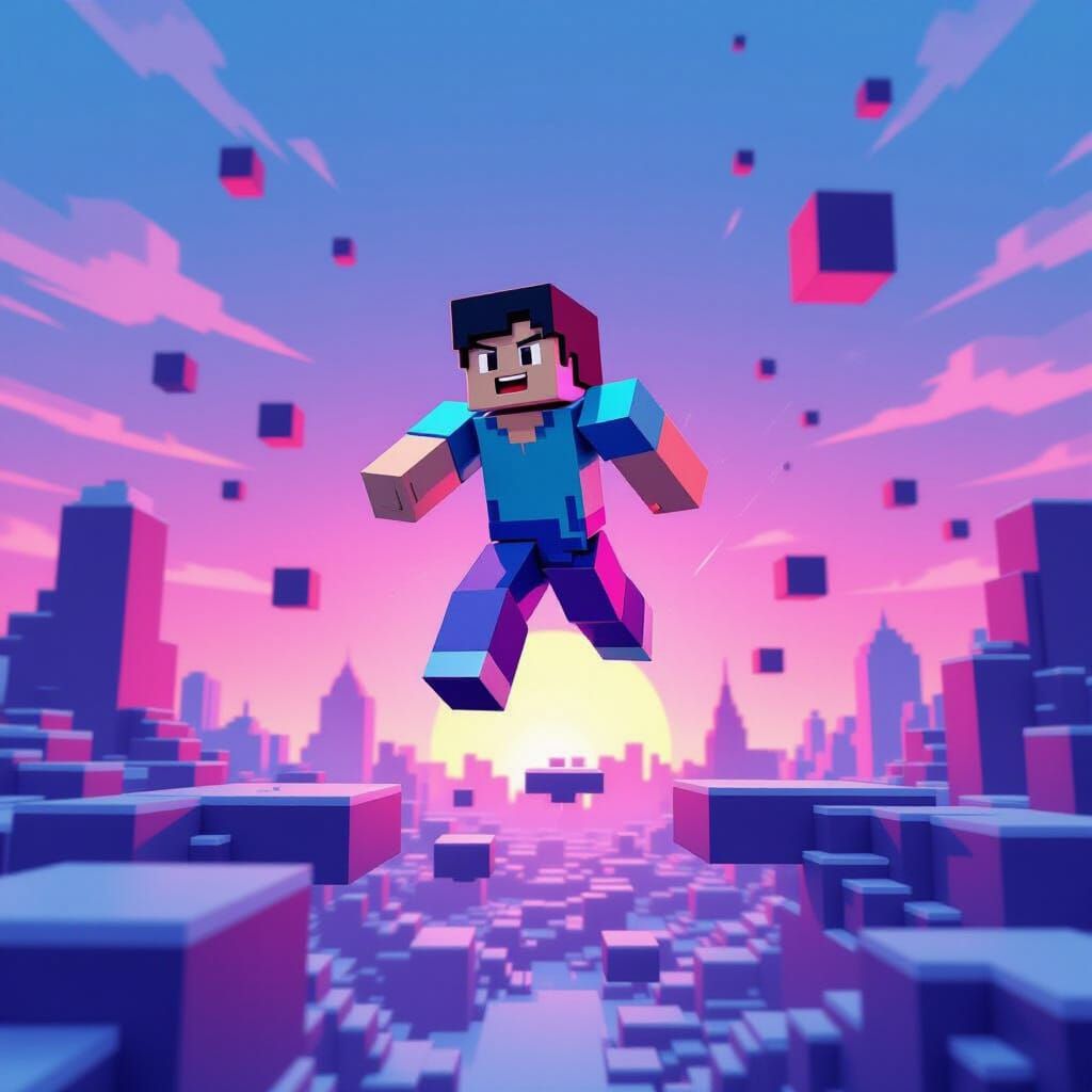 Retro-Futuristic Roblox Obby Thumbnail With Surreal Twist