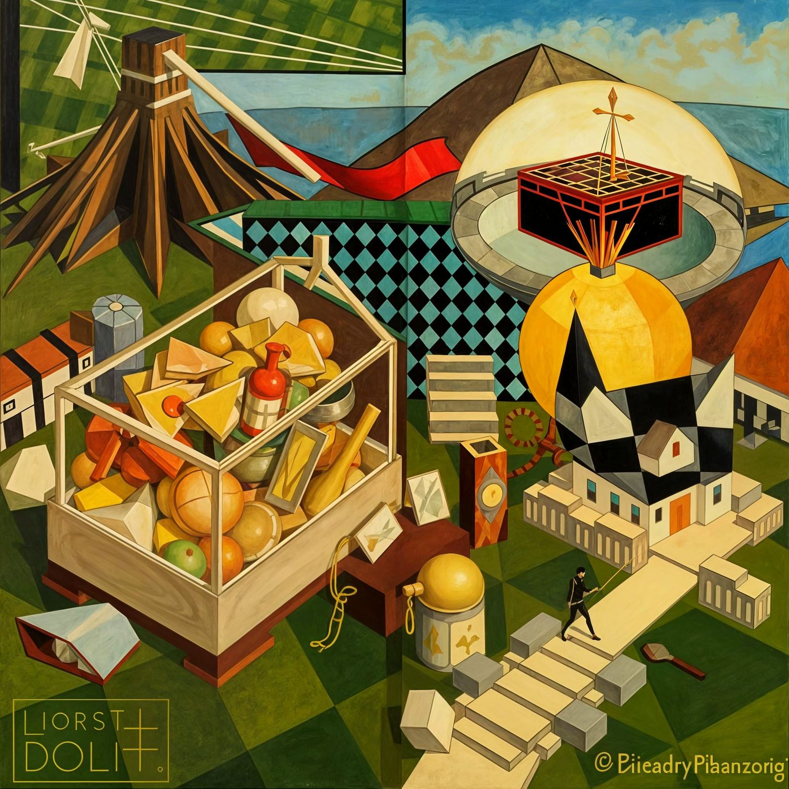 Abstract Geometric Composition of Bold Colors