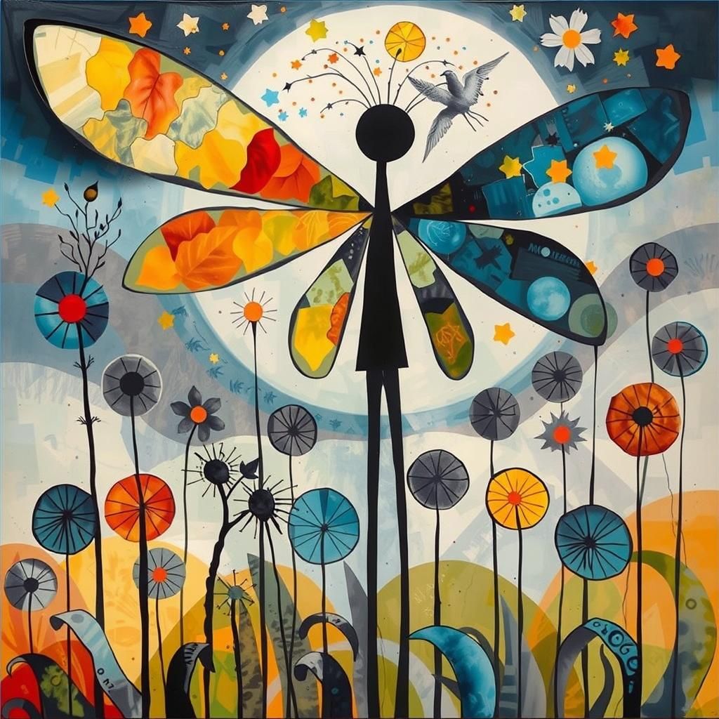 Abstract Autumn Photogram Collage in Dada Style