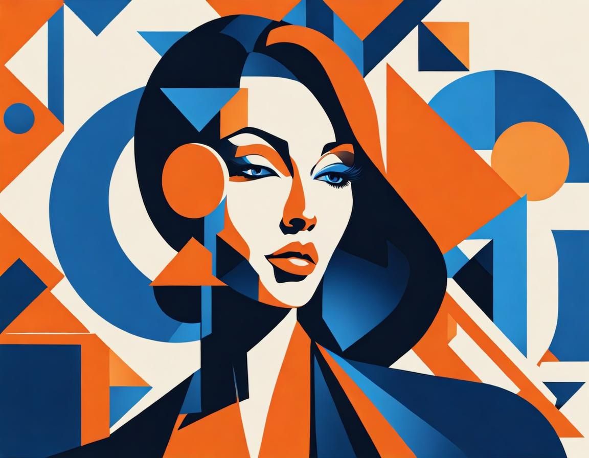 Woman in Constructivist Style with Geometric Forms