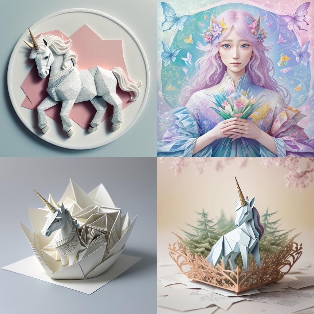 Origami Unicorn Papercraft in Soft Focus