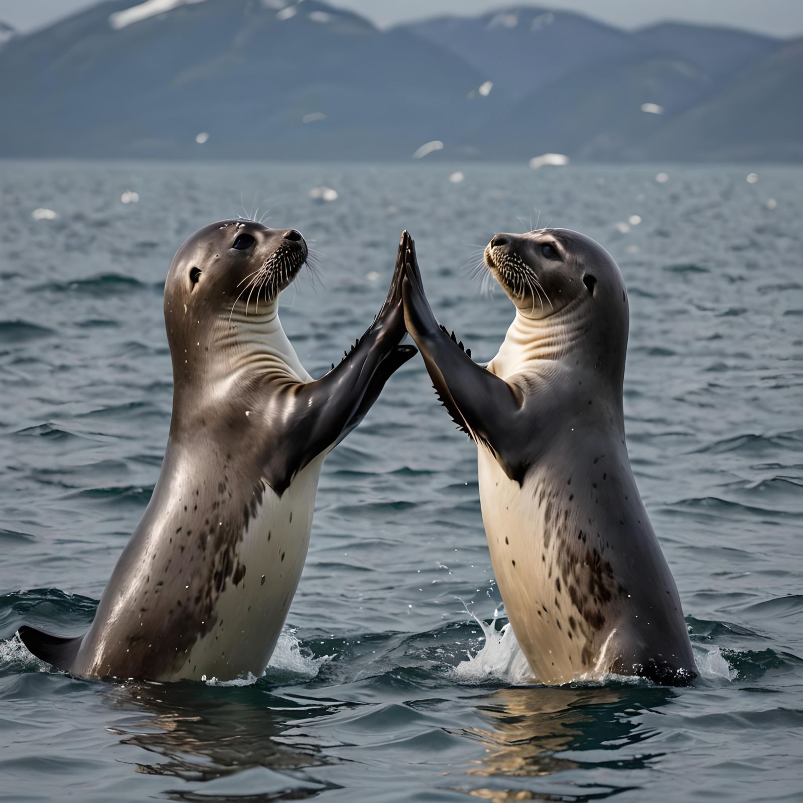 Seal Flippers Perform a High Five