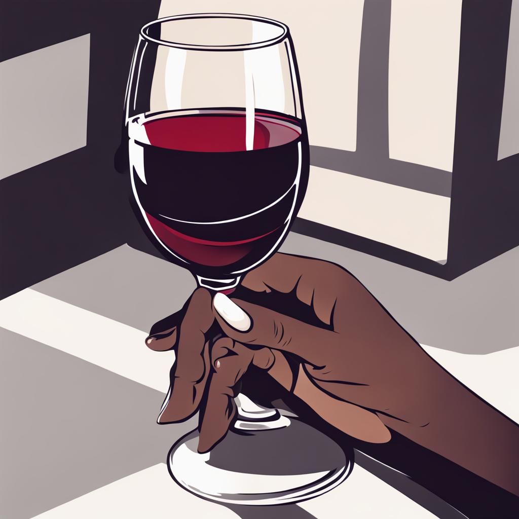 Elegant Hand Holds Red Wine in Conceptual Art