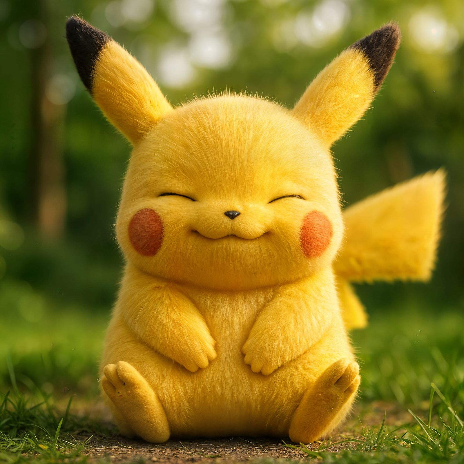Adorable Pikachu with Eyes Closed in CGI