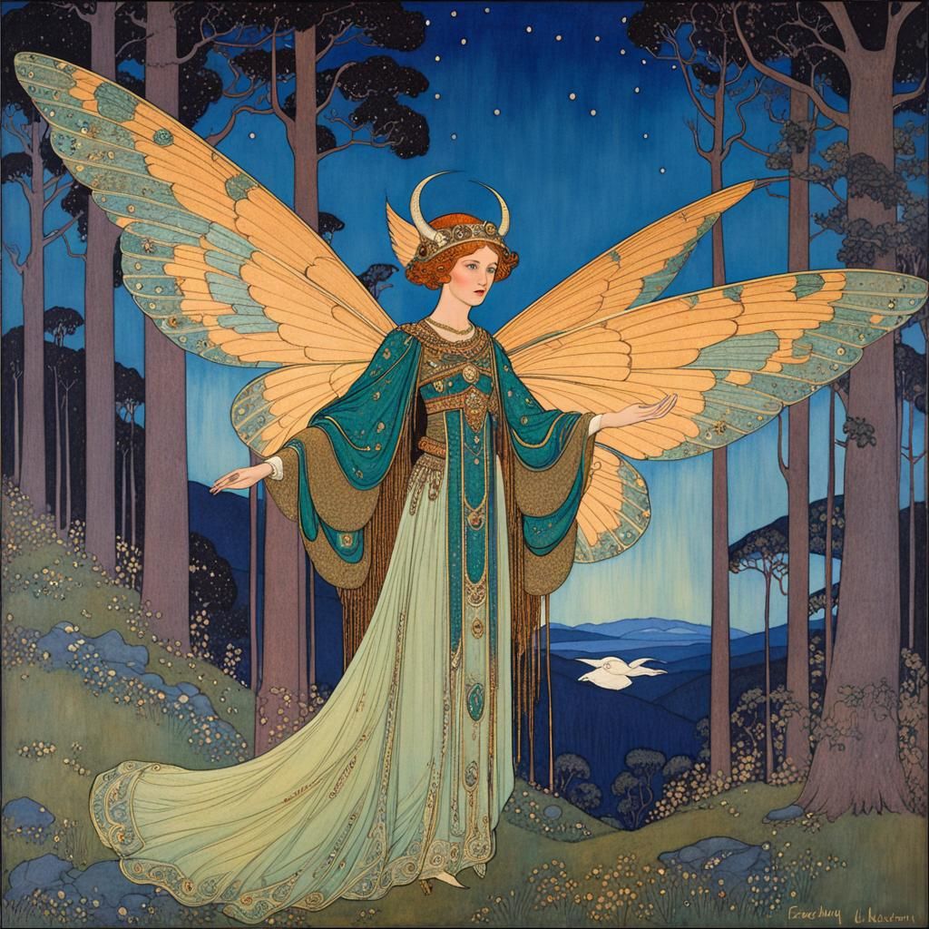 Majestic Woodland Fairy Queen Soars with Wings