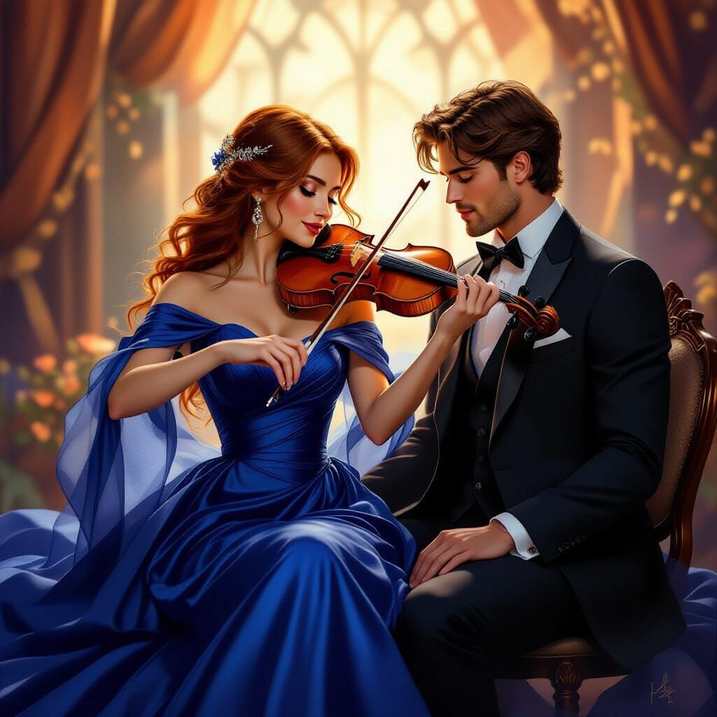 Romantic Violinist in Blue Gown Inspires Awe