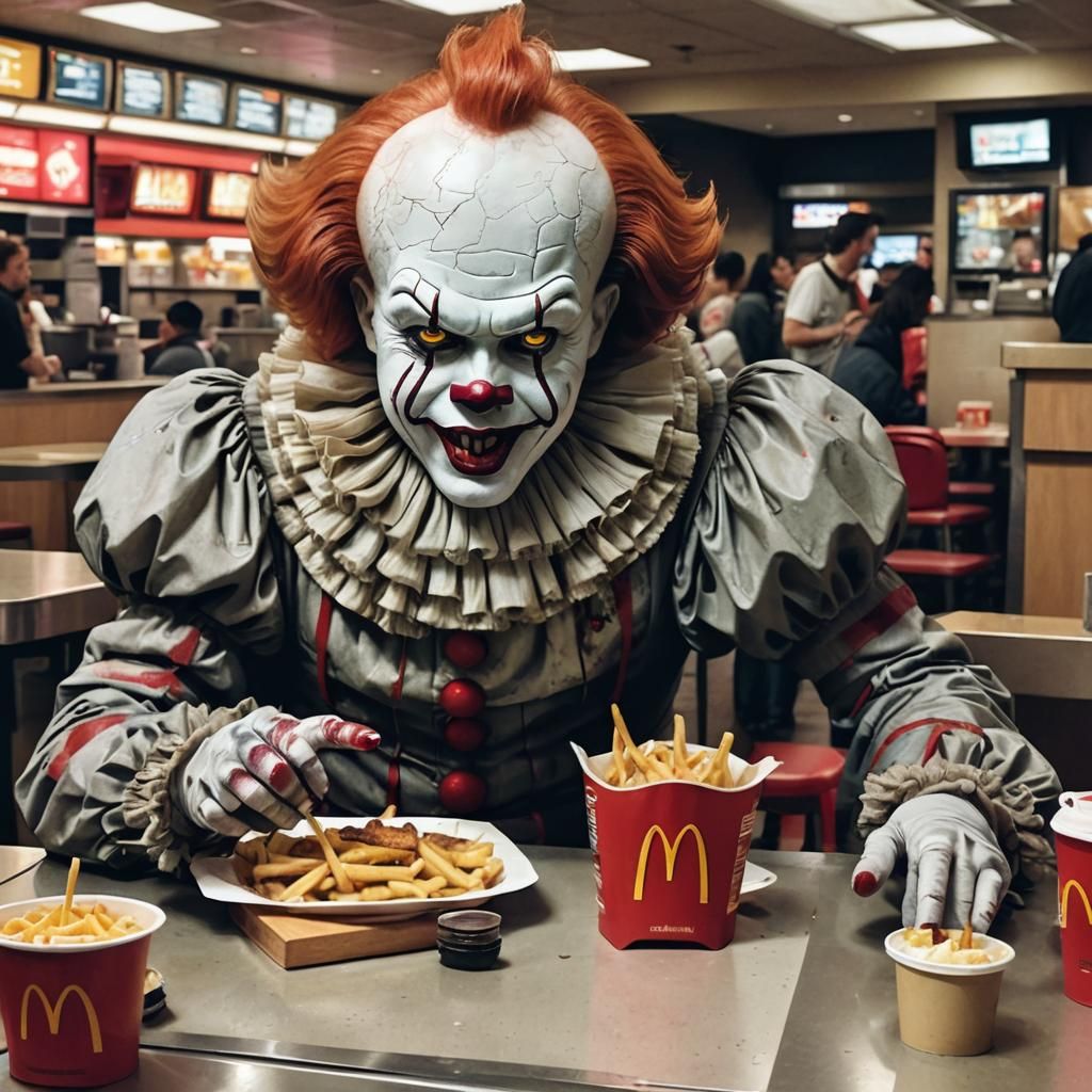 Pennywise in McDonald's: A Surreal Horror Scene