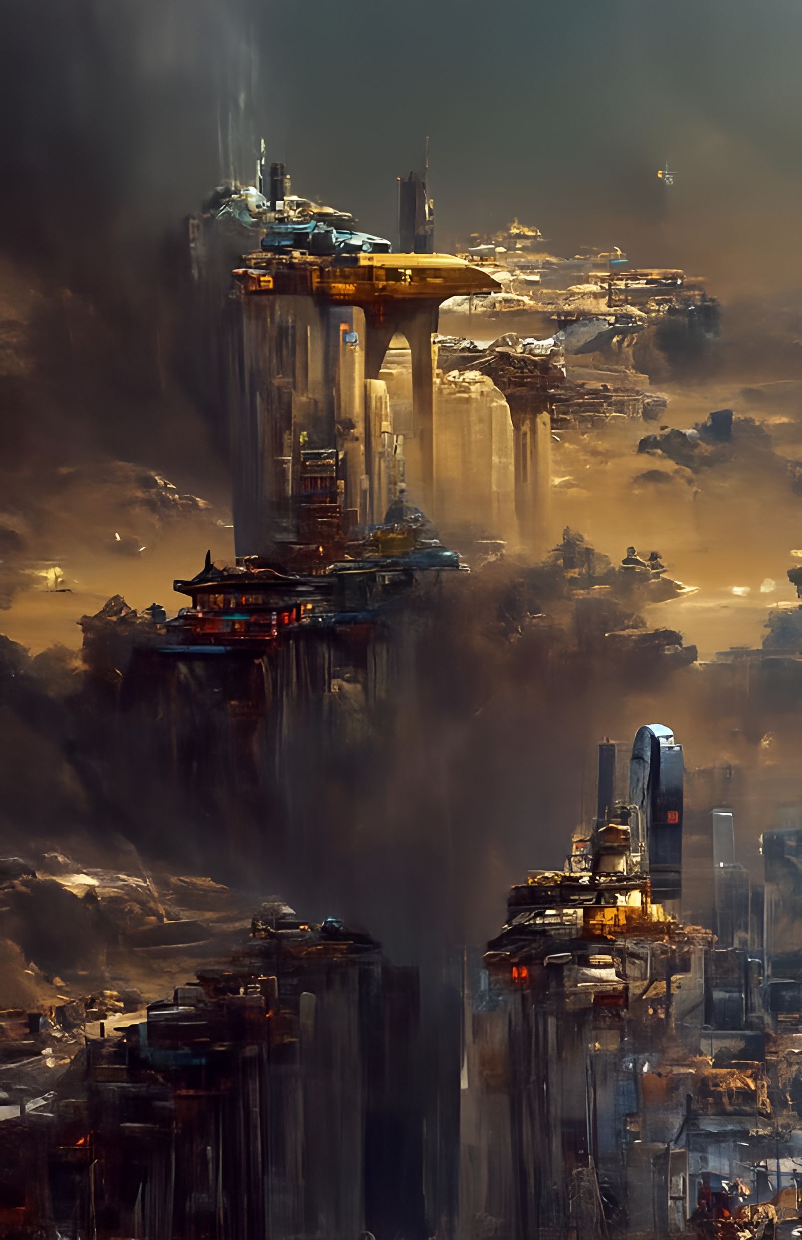Cyberpunk Ruins in Space: Digital Matte Painting
