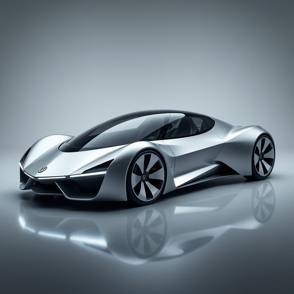 Futuristic Wedge Concept Car in Matte Silver