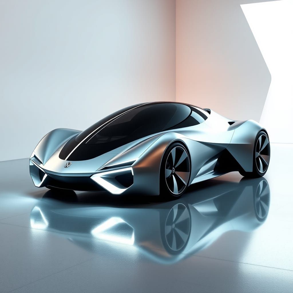 Futuristic Reanult Beetle Concept Car in Matte Silver