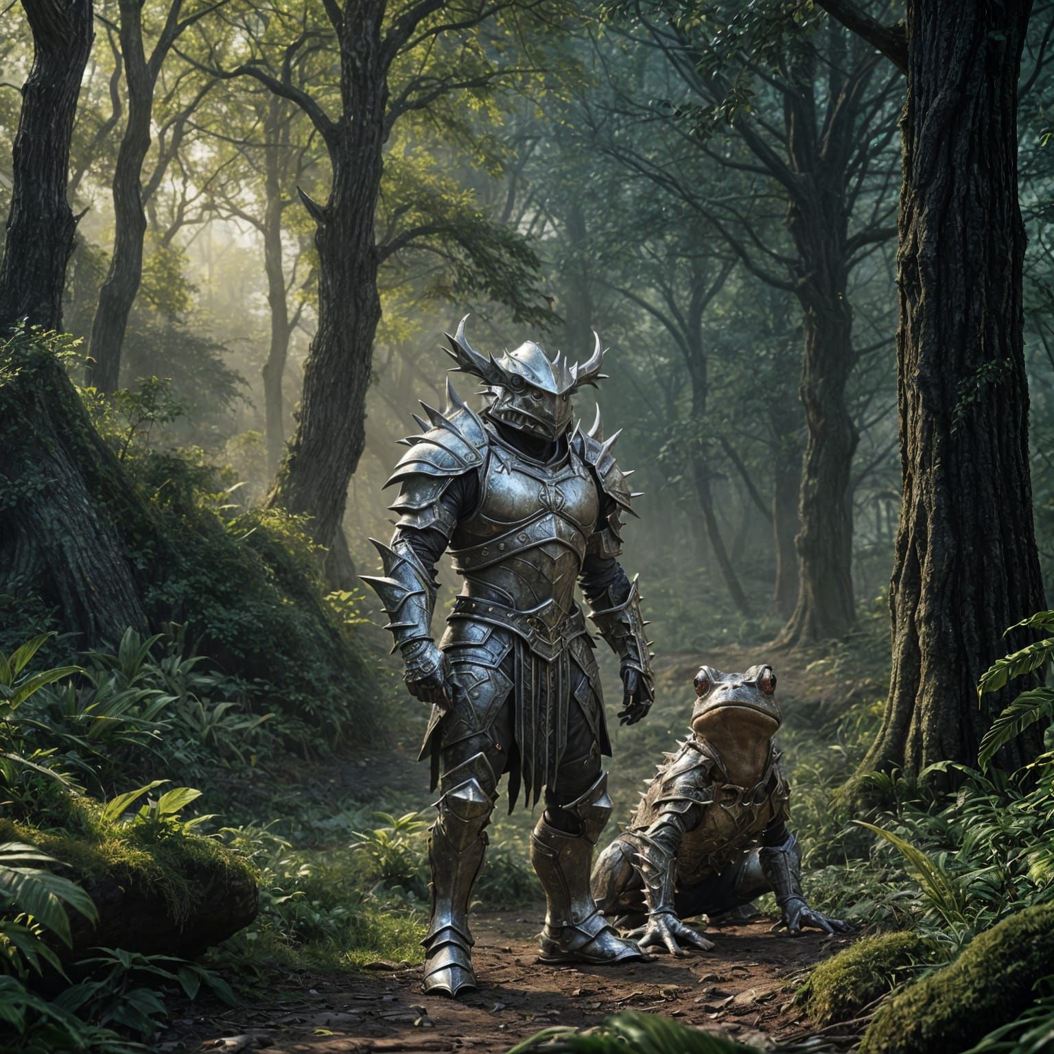 Frog, Spiked Silver Armor, Warrior Class, Male