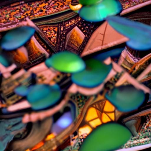 FishEyed perspective of a Mosque of Whirling Colour detailed fantasy illustration Futuristic Maximalist Moebius Dream wa...