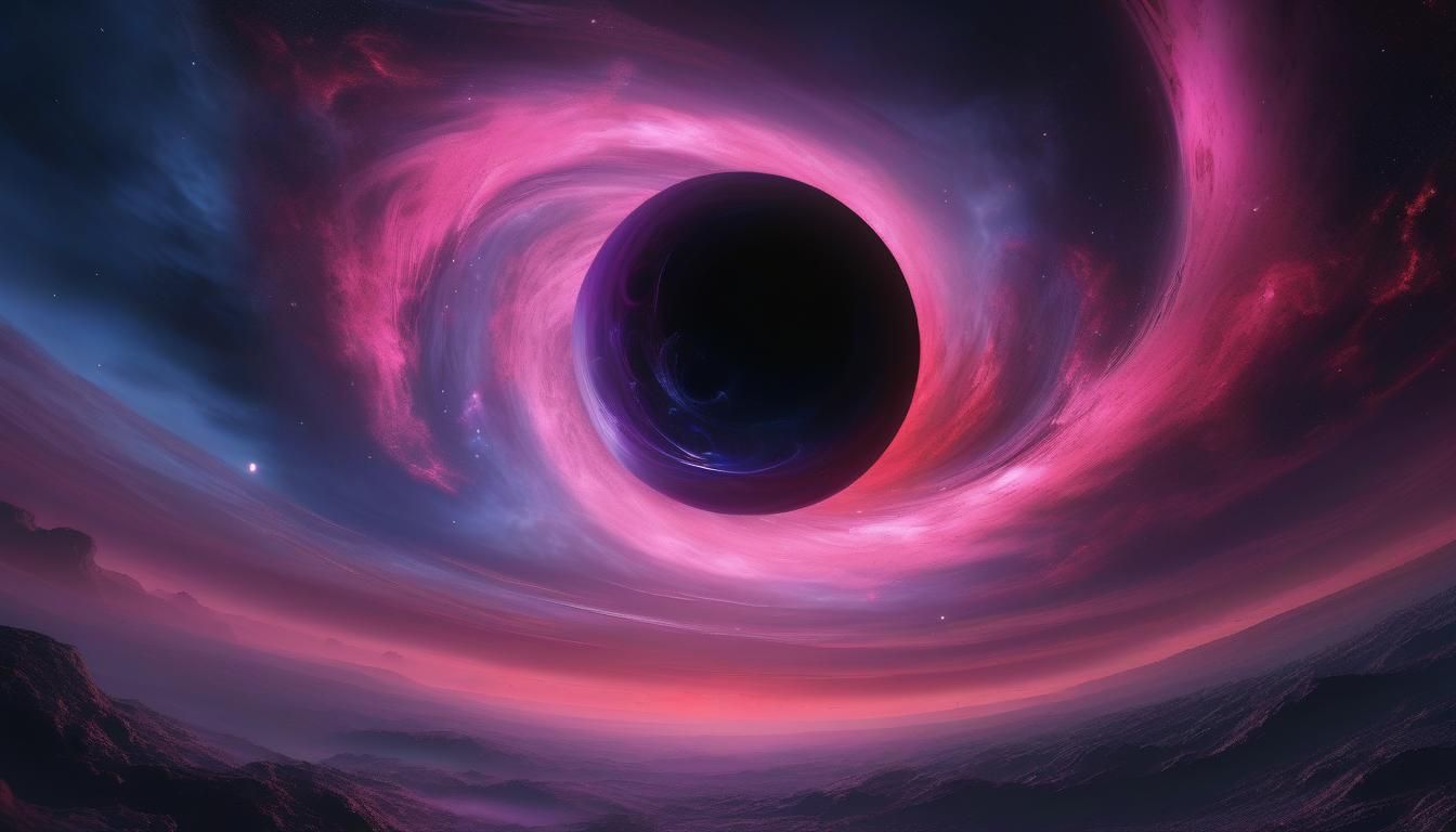 Black Hole with Nebula Clouds in Dark Fantasy Style