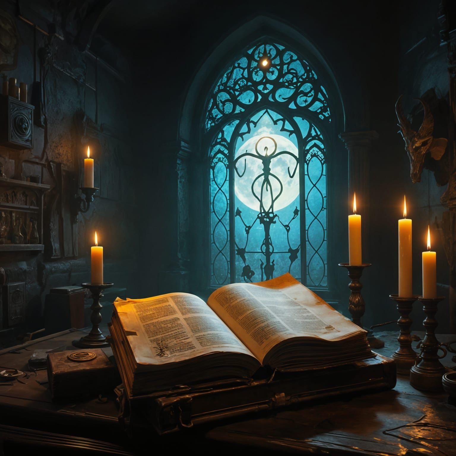 Mystical Sorcerer's Sanctum in Ethereal Moonlight