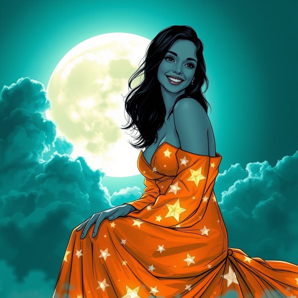 A Starlit Goddess in Ink and Moonlight