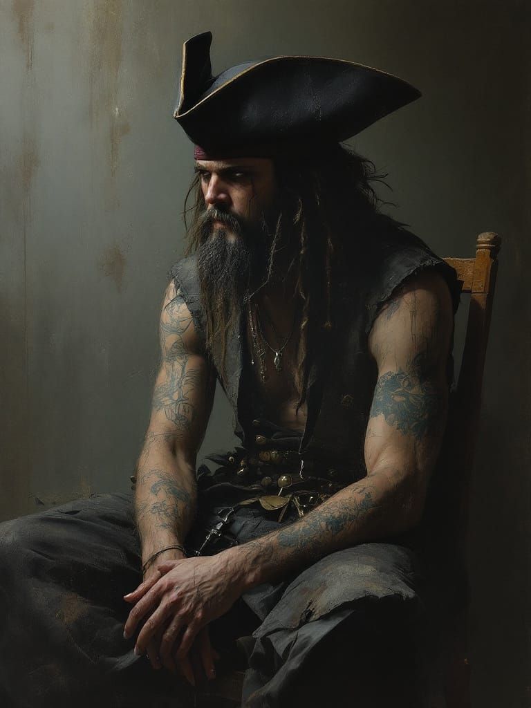 Pirate Portrait in Atmospheric, Painterly Style