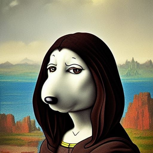 Snoopy as Mona Lisa: Renaissance-Style Portrait