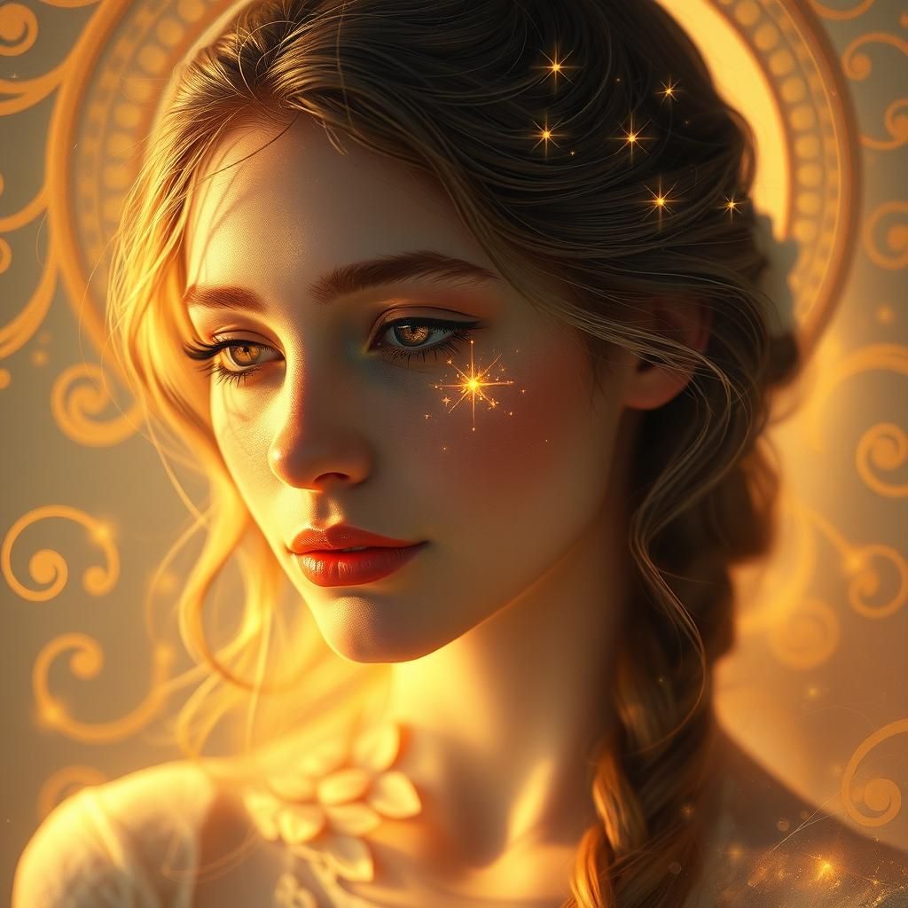Ethereal Portrait in Art Nouveau Style