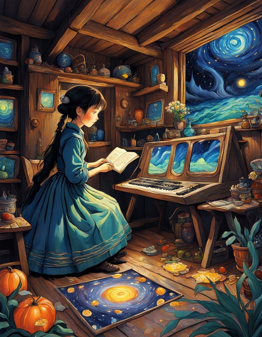 Whimsical Sci-Fi Fantasy Landscape Illustration