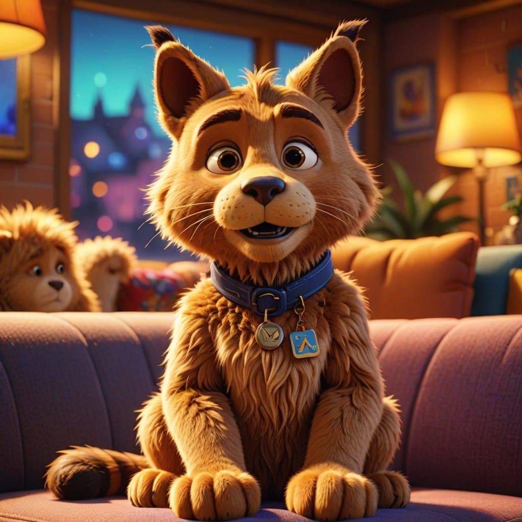 ALF as a Cat in Pixar Style 3D Animation