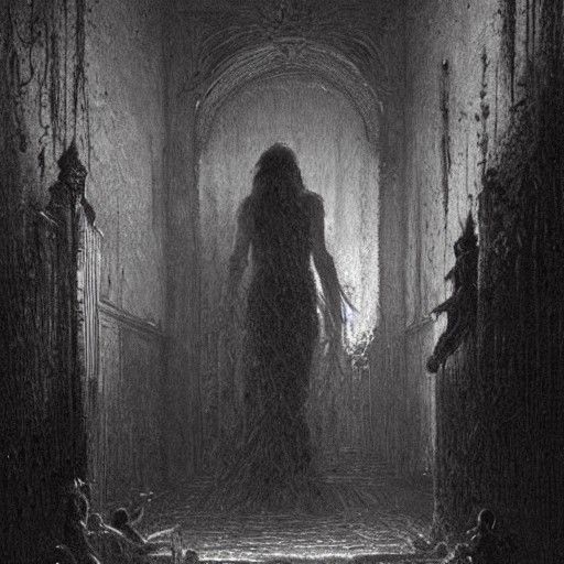 Demon in Dimly Lit House, Horror Art