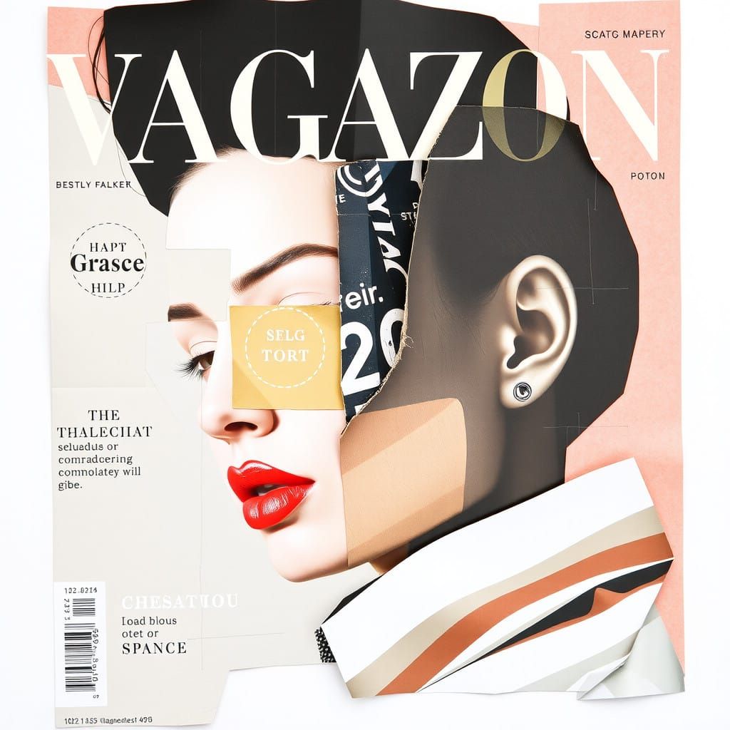 Vogue Magazine Cutout Collage in Abstract Style
