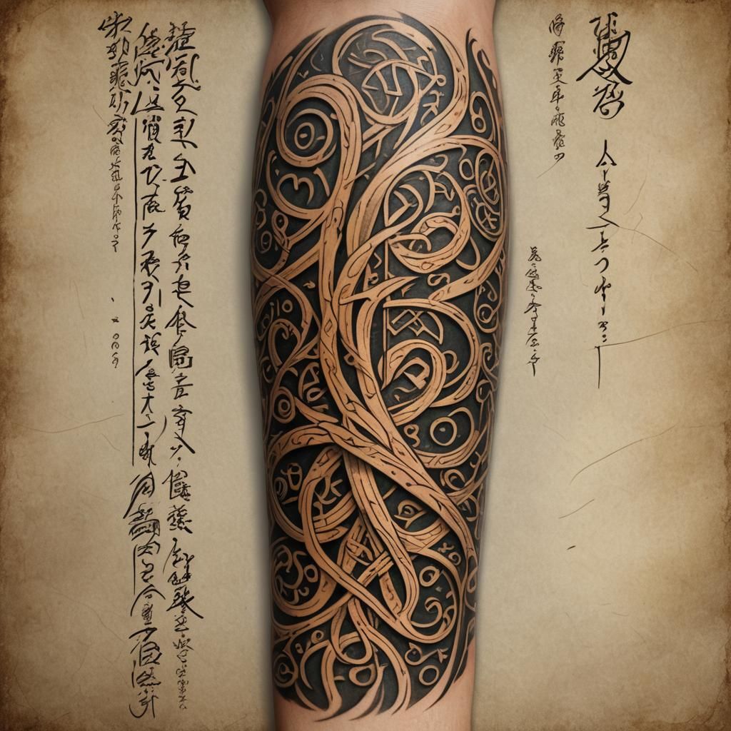 Tengwar Script Tattoo Inspired by Lord of the Rings
