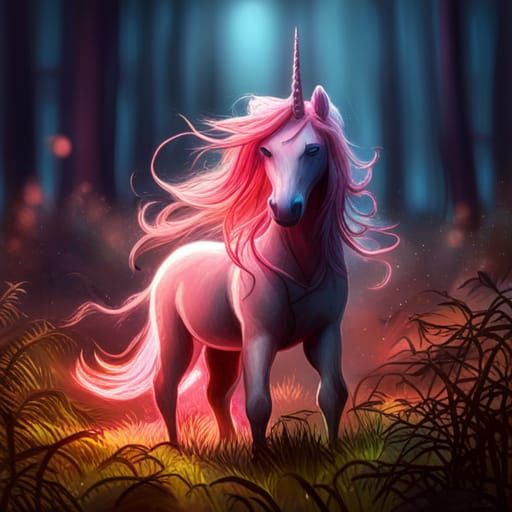 Radiant Unicorn in Sunlit Forest Glade