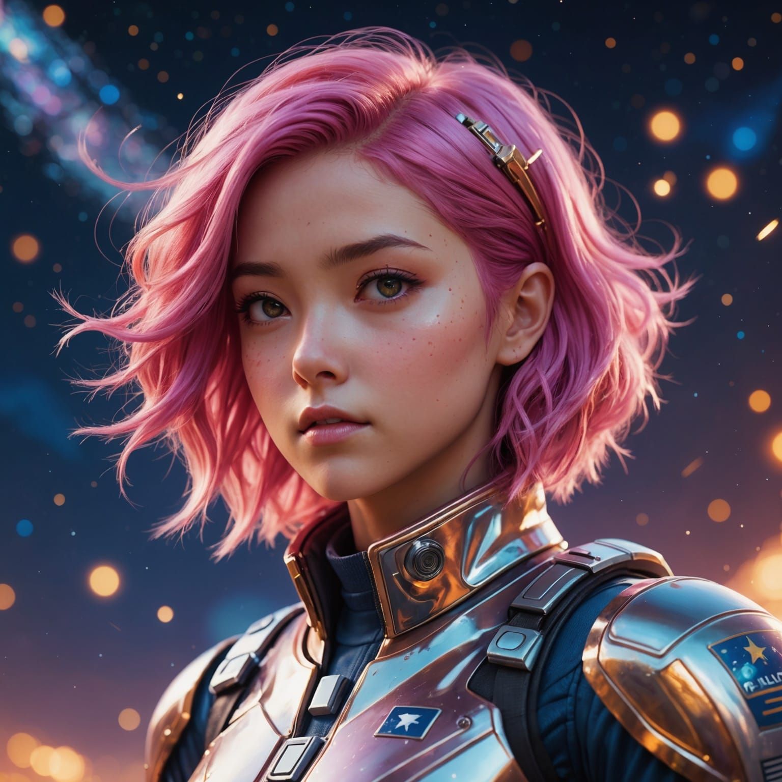 Astronaut Girl in Windstorm: Anime-Inspired 3D Art