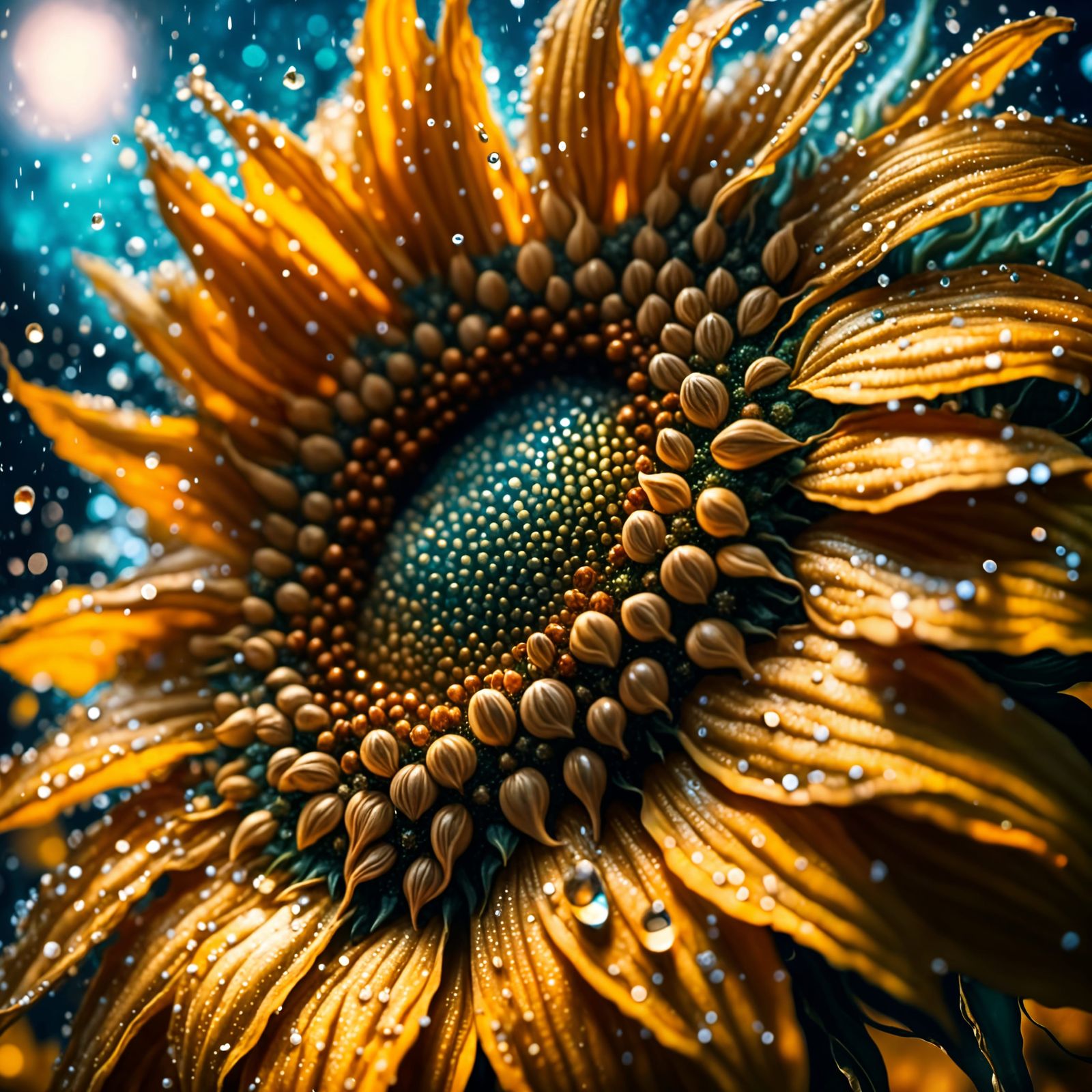 Detailed Macro Photograph of a Vibrant Sunflower