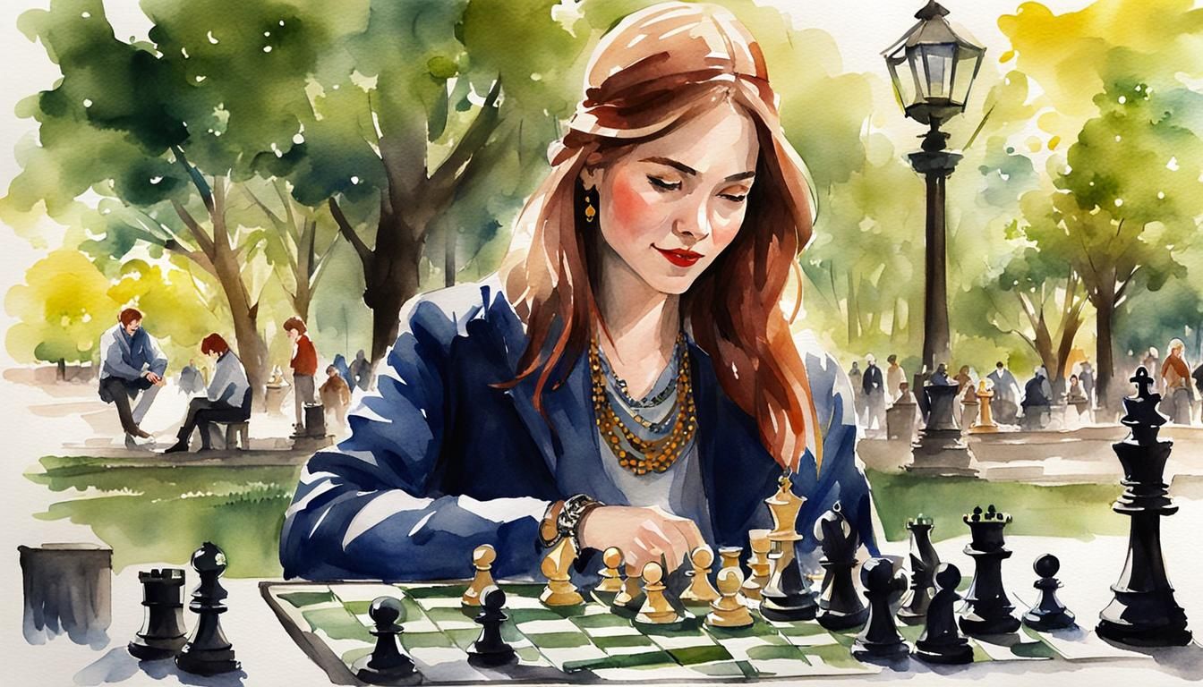 Watercolor Sketch of Beth Harmon in Tokyo Park