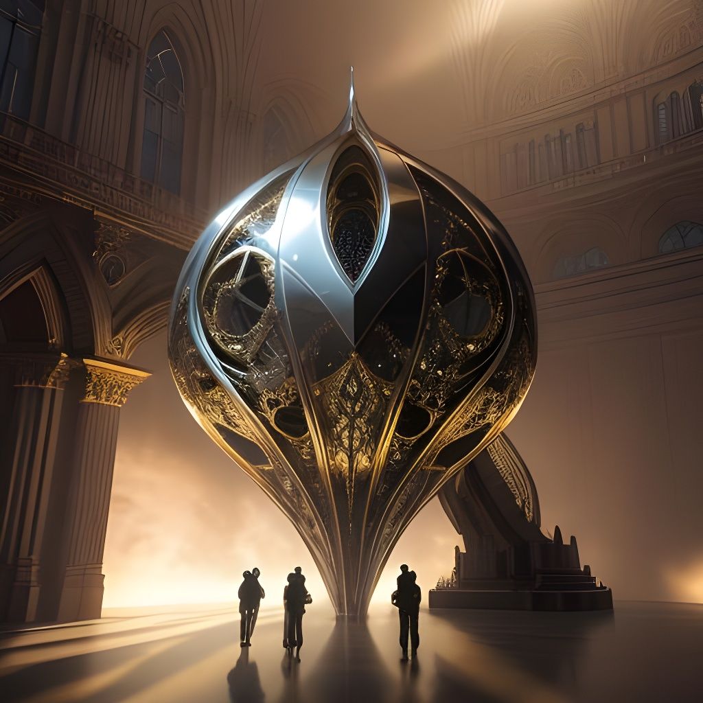 Giant Metal Klein Bottle Sculpture in HDR