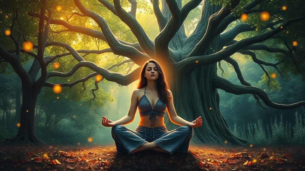 Enchanted Forest Goddess in Vibrant Oil Painting