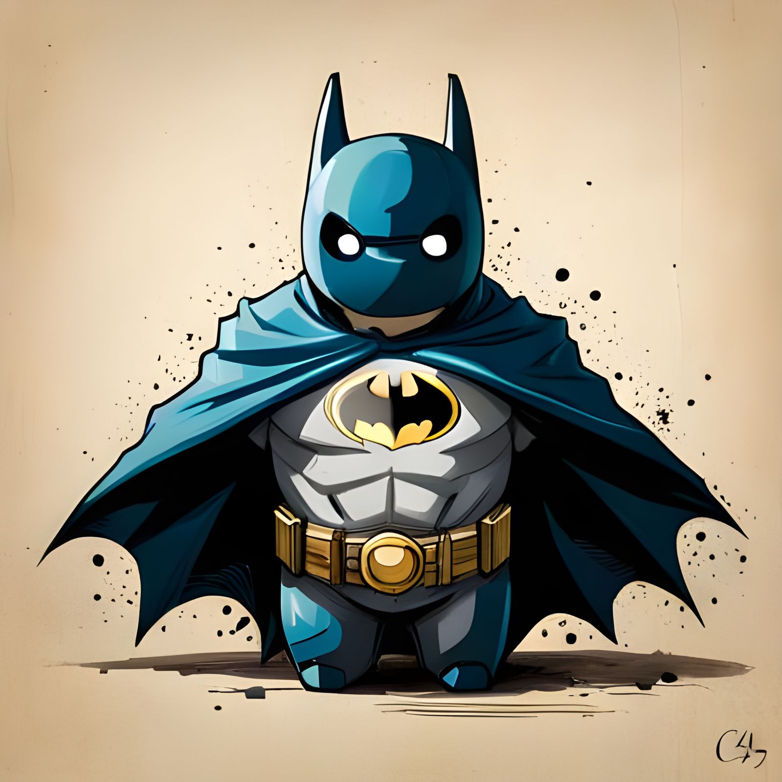 Baymax as Batman Portrait in Digital Art Style