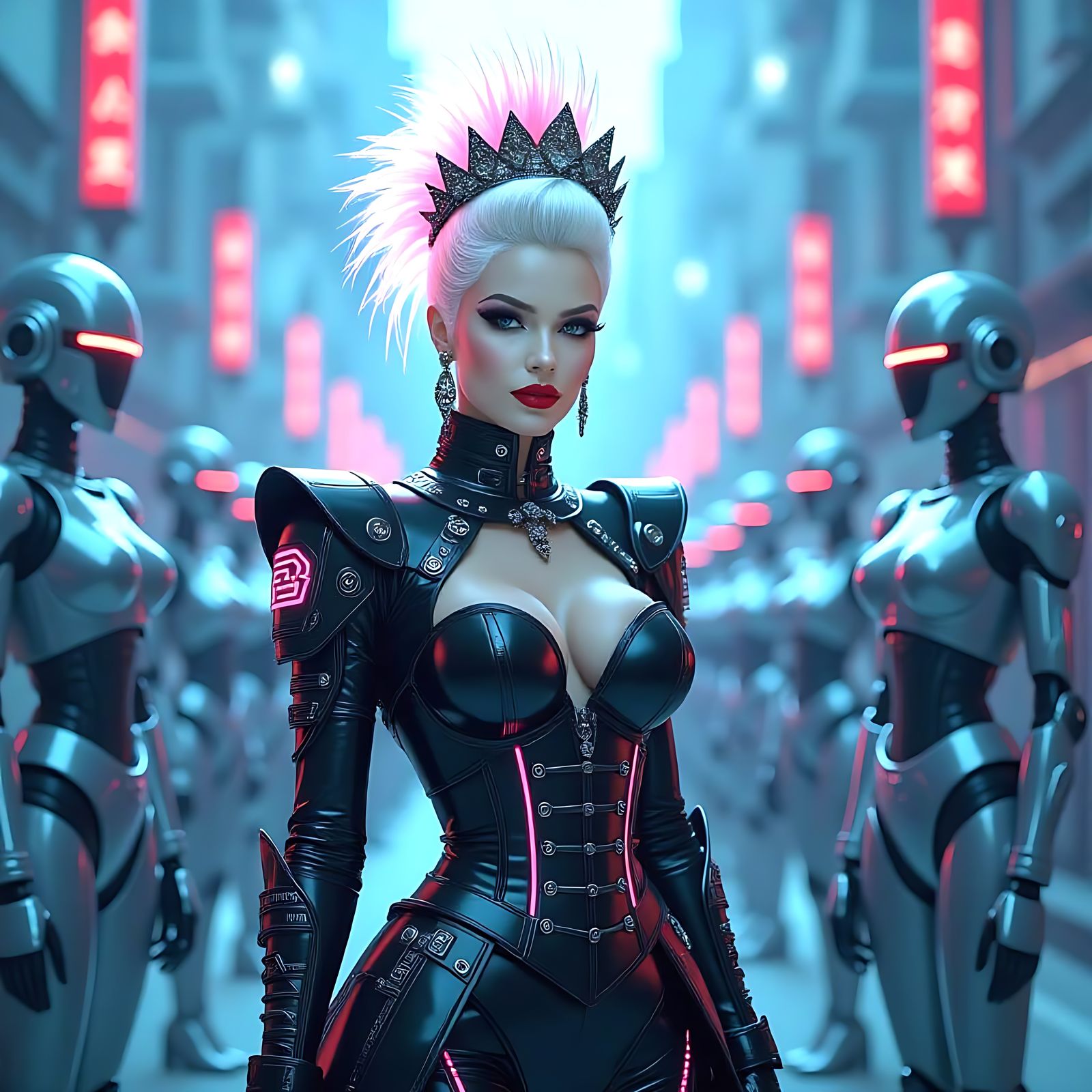 Cyberpunk Marie Antoinette with Art Deco Robot