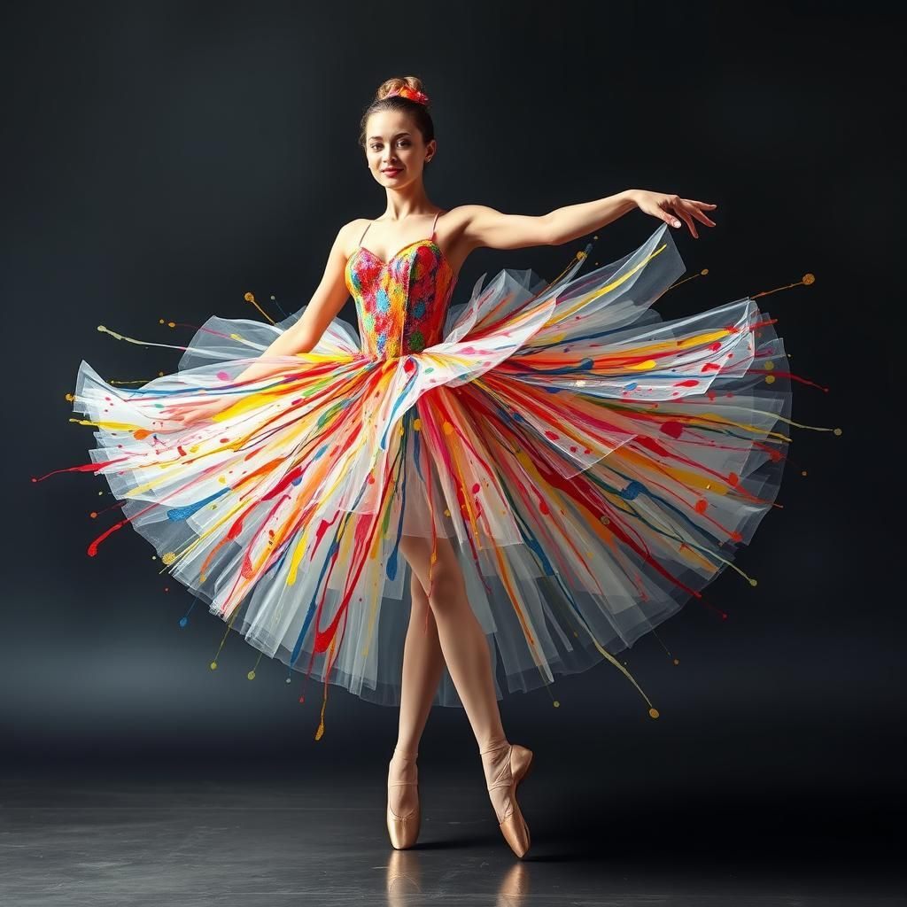 Ballerina's Kinetic Dance: Abstract Expressionist Explosion