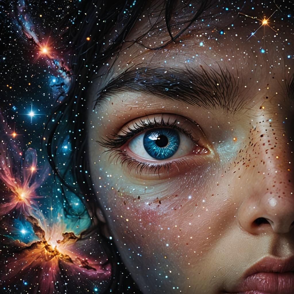 Eyes Gazing into the Cosmos and Universe