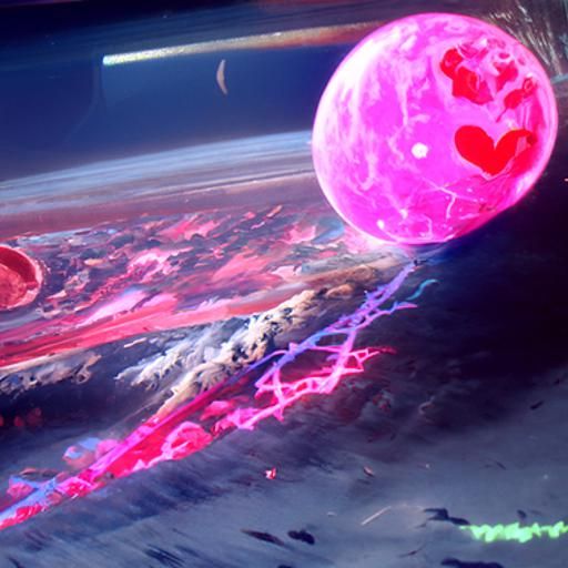 Pink Lightning Reveals Hearts and Planets in Space