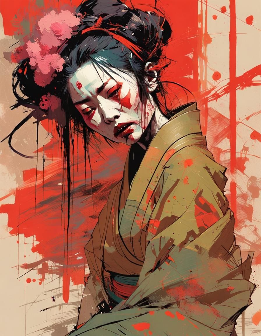 Futuristic Zombie Geisha Collage