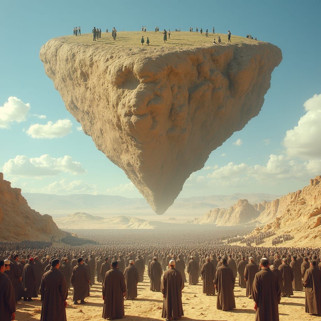 Inverted Mount Sinai Looms Over Israel, Surreal Art